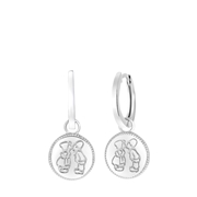 Zilveren oorbellen met hanger kussend paar (1060304)