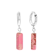 Stalen oorbellen met Pink Opal (1061560)