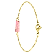 Pink Opal stalen 14 karaat goldplated armband (1061593)