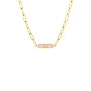 Stalen goldplated ketting love emaille roze (1062179)