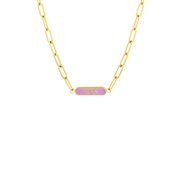 Stalen goldplated ketting laugh emaille paars (1062180)
