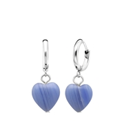 Ohrringe, Edelstahl, mit Herz, Achat in Blau (1065415)