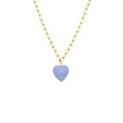 Halskette, Edelstahl, vergoldet, mit Herz, Achat in Blau (1065426)