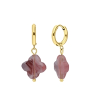 Ohrringe aus vergoldetem Edelstahl mit Rhodonit-Anhänger (1066698)
