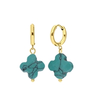 Stalen goldplated oorbellen met turquoise (1066706)