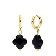 Ohrringe aus vergoldetem Edelstahl mit schwarzem Achat-Anhänger (1066712)