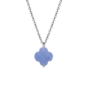 Halskette aus Edelstahl mit Lace-Achat-Anhänger in Blau (1066723)