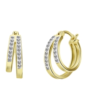 Doppelte, goldplattierte Ohrringe aus Silber mit Zirkonia (1068320)