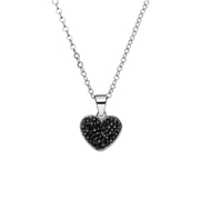 Stalen ketting hart met kristal zwart (1069765)