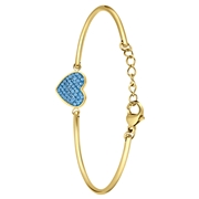 Armband aus Edelstahl, vergoldet, Herz mit Kristall, Türkisblau (1069768)