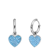 Ohrringe aus Edelstahl, Herz mit Kristall, Türkisblau (1069773)