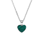 Halskette aus Edelstahl, Herz mit Kristall, Smaragdgrün (1069789)