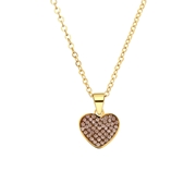 Halskette aus Edelstahl, vergoldet, Herz mit Kristall, Rauchquarz (1069793)