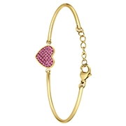 Stalen goldplated armband hart met kristal roze (1069795)