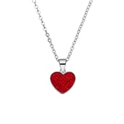 Halskette aus Edelstahl, Herz mit Kristall, Roter Samt (1069810)