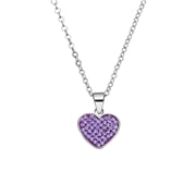 Halskette aus Edelstahl, Herz mit Kristall, Violett (1069822)
