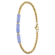 Stalen goldplated armband met blue lace agaat (1069868)