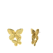 Stalen goldplated oorbellen met vlinders (1069897)