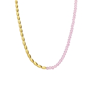 Halskette aus Edelstahl, vergoldet, mit rosa Perlen (1069898)