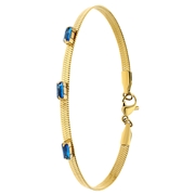 Stalen goldplated armband met bar blauw (1069910)