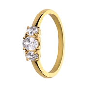 Promise Ring: Vintage-Ring aus Edelstahl, vergoldet, mit drei weißen Zirkonia (1069960)