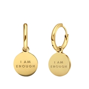 Stalen goldplated oorbellen met I am enough (1069965)