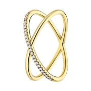 Vergoldete Silberner Ring gekreuztes Design mit Zirkonia (1070231)
