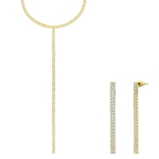 Goldfarbenes Modeschmuckset mit Halskette und Ohrringen mit Strassbesatz (1070280)