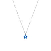 Halskette aus Edelstahl, Blume mit Zirkonia, blauer Topas (1070488)