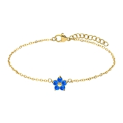 Stalen goldplated armband bloem zirkonia blue topaz (1070493)