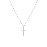 Halskette aus 925er Silber mit Anhänger, Kreuz, Zirkonia (1070760)