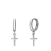 Zilveren oorringen met hanger kruis (1070768)
