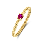9 karaat geelgouden ring met donker roze zirkonia (1070859)