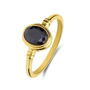 Stalen goldplated vintage ring ovaal zwart (1070871)