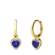 Ohrringe, 925 Silber, vergoldet, mit Anhänger, Herz, Zirkonia, blau (1070966)
