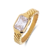 Vintage-Ring aus Edelstahl, vergoldet, mit weißen Zirkonia (1071000)