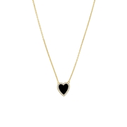 Zilveren goldplated ketting met een hartvormige Black Agate gemstone (1071101)