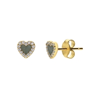 Zilveren goldplated oorbellen met een hartvormige Amazonite gemstone (1071111)
