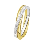 14 Karaat bicolor gouden ring met diamant 0.05ct (17054065)