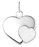 Zilveren hanger plaat hart mat/glans (34910823)