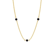 Stalen goldplated ketting gemstone Black Agate (1071510)