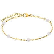 Stalen goldplated armband gemstone White Agate (1071520)