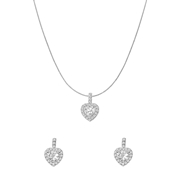 Set aus 925er Silber, Halskette und Ohrringe, Herz (1071586)
