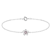 Kinderarmband, 925 Silber, Blume mit rosafarbenem Zirkonia (1060509)