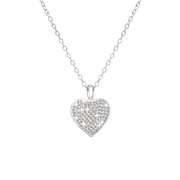 Zilveren ketting&hanger hart kristal (1009694)