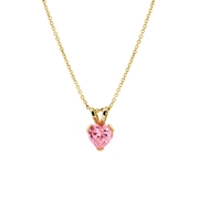 14K geelgouden ketting & hanger hart roze zirkonia (1031877)