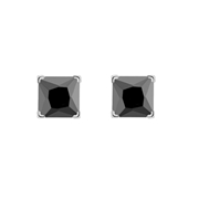 Zilveren oorbellen met zwarte zirkonia vierkant (1036294)