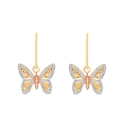 9 Karaat tricolor oorhangers met vlinder  (1045232)