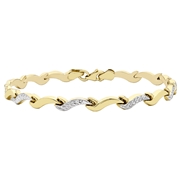 375 Gold zweifarbiges Wave-Armband mit Diamantschliff (1047171)