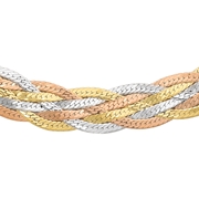 Dreifarbige Halskette aus 375 Gold mit Fischgrät-Gliedern (1047289)